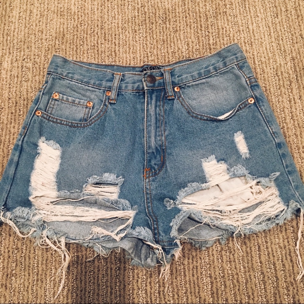 High waisted distressed denim shorts cutoffs